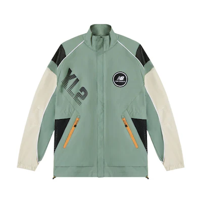New Balance Green Logo Printed Colorblock Casual Sports Jacket MJ11602-CEL
