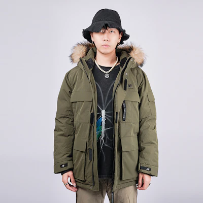 新百伦绿色中长款羽绒服冬季休闲外套 NPA46021-KH Details for 新百伦绿色中长款羽绒服冬季休闲外套 NPA46021-KH