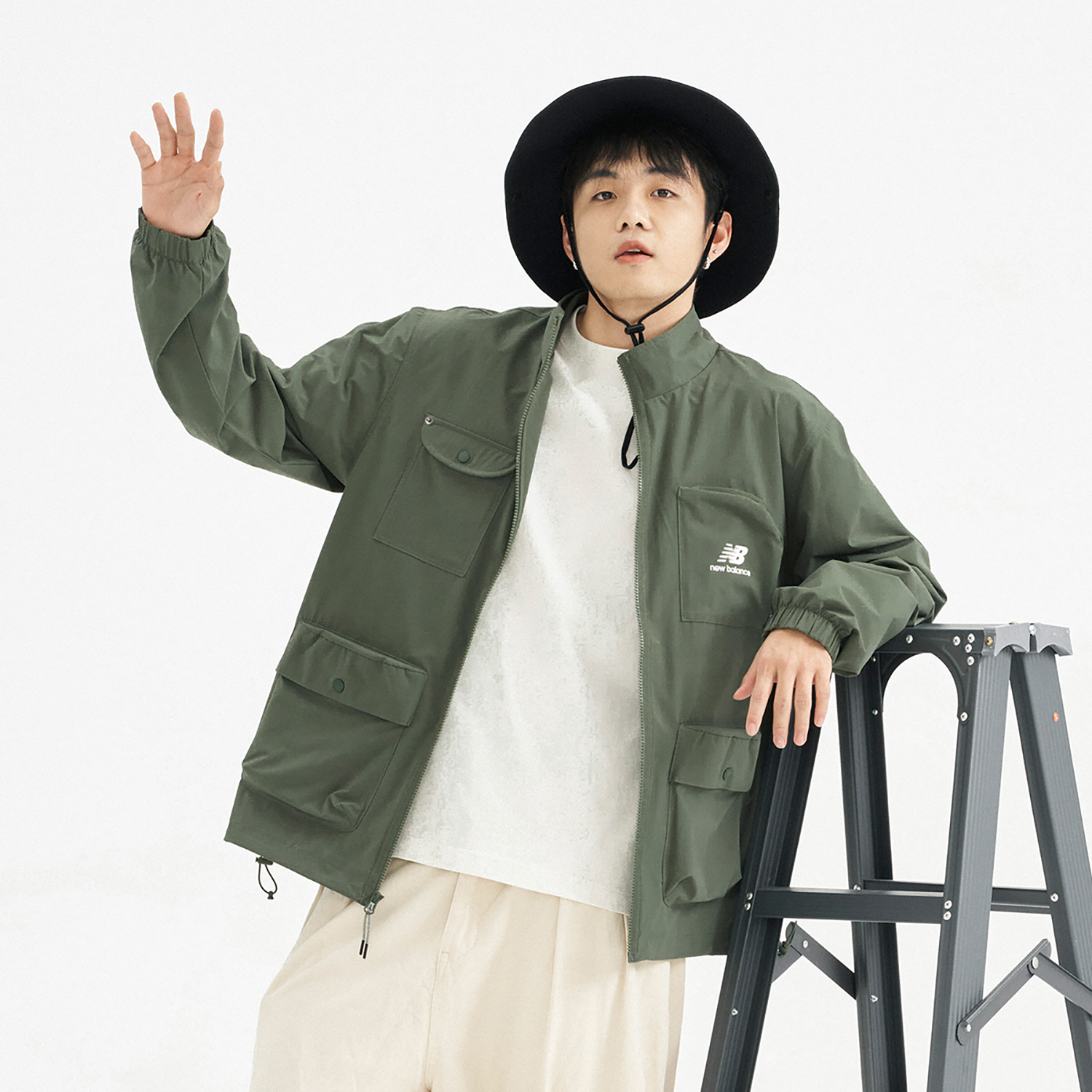 Sizing ニューバランス グリーン アウトドア ユーティリティ ワークウェア 多機能ポケットジャケット AMJ31322-DON