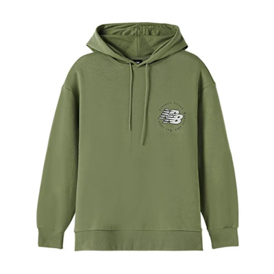 New Balance Green Oversized Pullover Hoodie Long Sleeve Casual Wear AMT23348-OLF