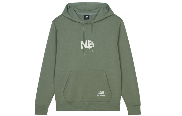 New Balance Green Pullover Hoodie with Letter Logo Design AMT13364-CEL