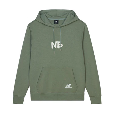 New Balance Green Pullover Hoodie with Letter Logo Design AMT13364-CEL