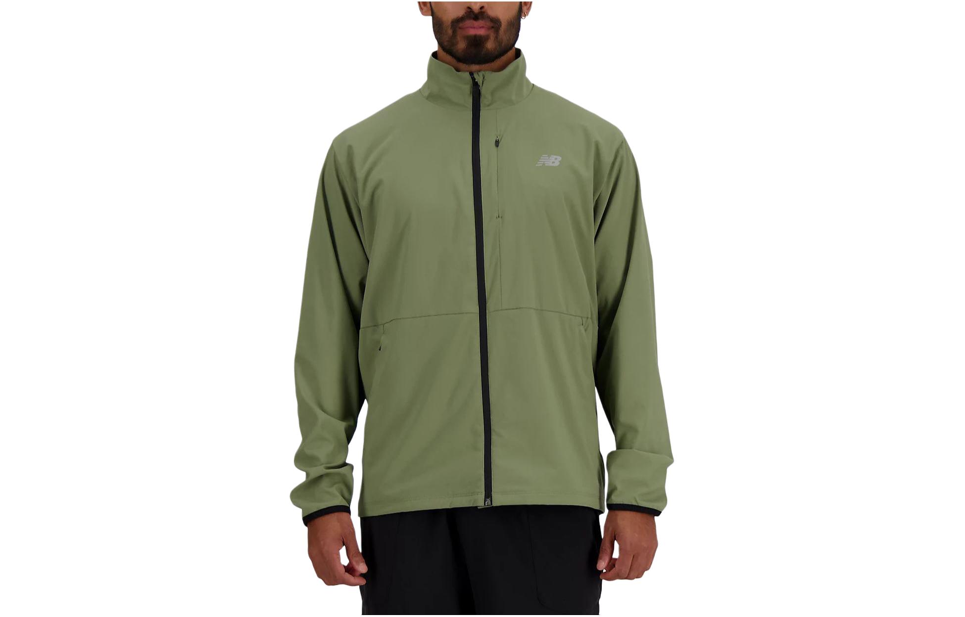 New Balance Green Stretch Woven Zip-Up Jacket with Logo MJ41062D-EK