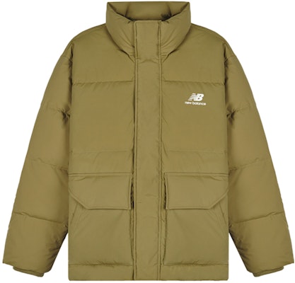 New Balance Green Winter Down Jacket with Logo and Large Pocket. AMJ14309-OV Order New Balance Green Winter Down Jacket with Logo and Large Pocket. AMJ14309-OV