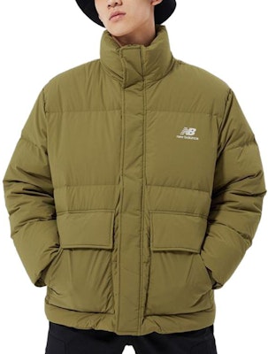 New Balance Green Winter Down Jacket with Logo and Large Pocket. AMJ14309-OV Purchase New Balance Green Winter Down Jacket with Logo and Large Pocket. AMJ14309-OV