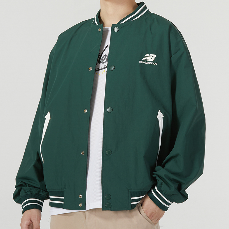 New Balance Green Woven Baseball Collar Casual Jacket AMJ33362-NWG 圖 4