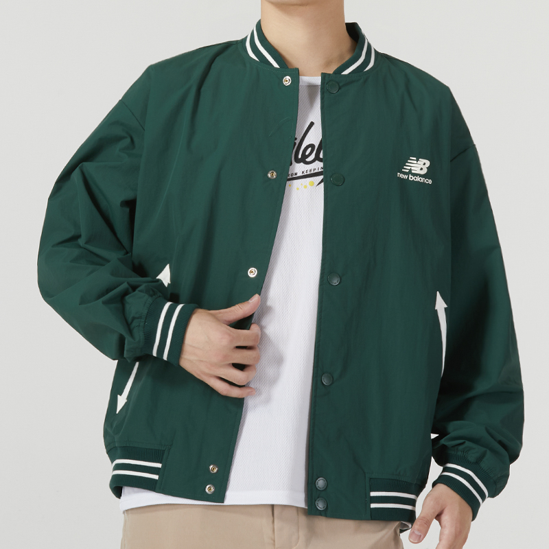 New Balance Green Woven Baseball Collar Casual Jacket AMJ33362-NWG 圖 6