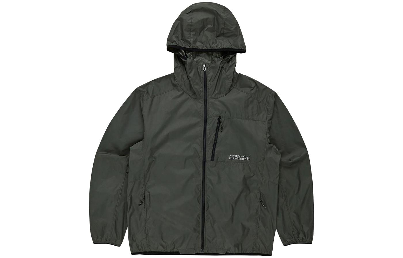 New Balance Green Zip-Up Hoodie Jacket with Solid Letter Print NBNMD193-33