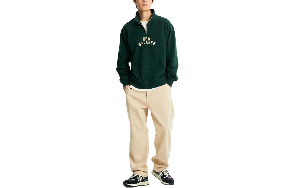 New Balance Green Zip-Up Letter Logo Long-Sleeve Sweatshirt NBNCE11213-62