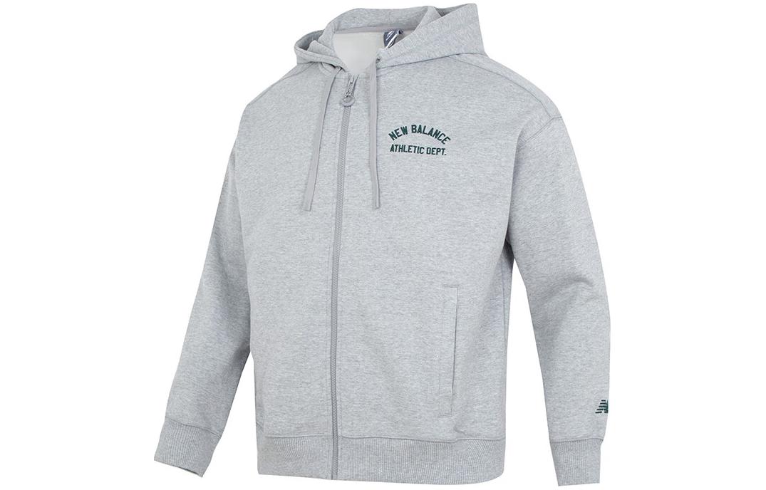 New Balance Grey Alphabet Print Breathable Running Knit Hooded Jacket AMJ41311-GHM