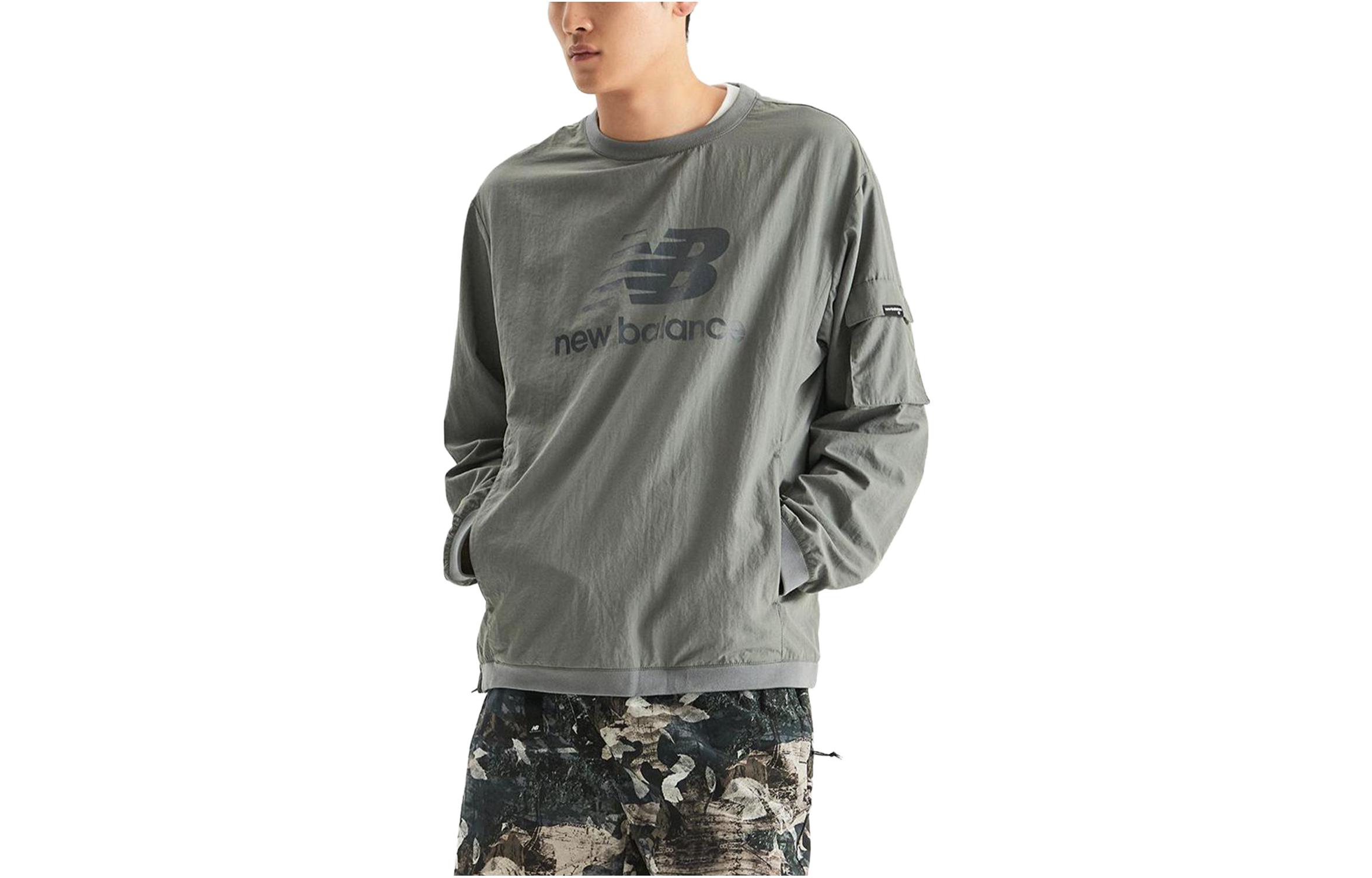 New Balance Grey Crewneck Logo Print Long Sleeve Sweatshirt NBNCD31053-15