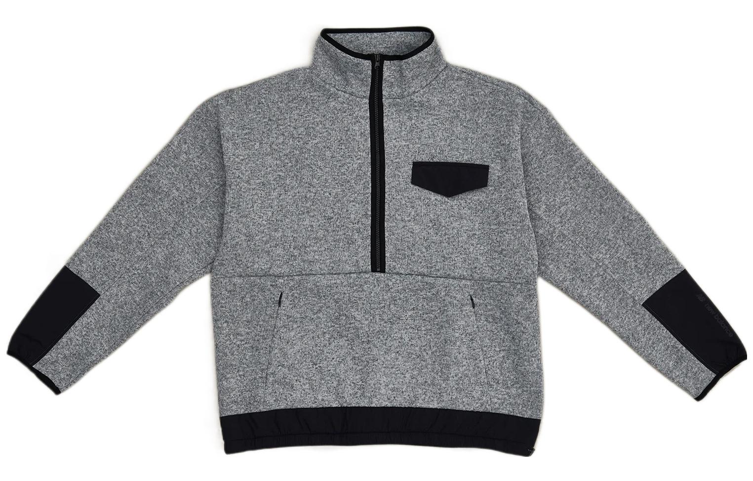 New Balance Grey Half-Zip Pullover Sweatshirt with Logo Print AMT25005-DG2