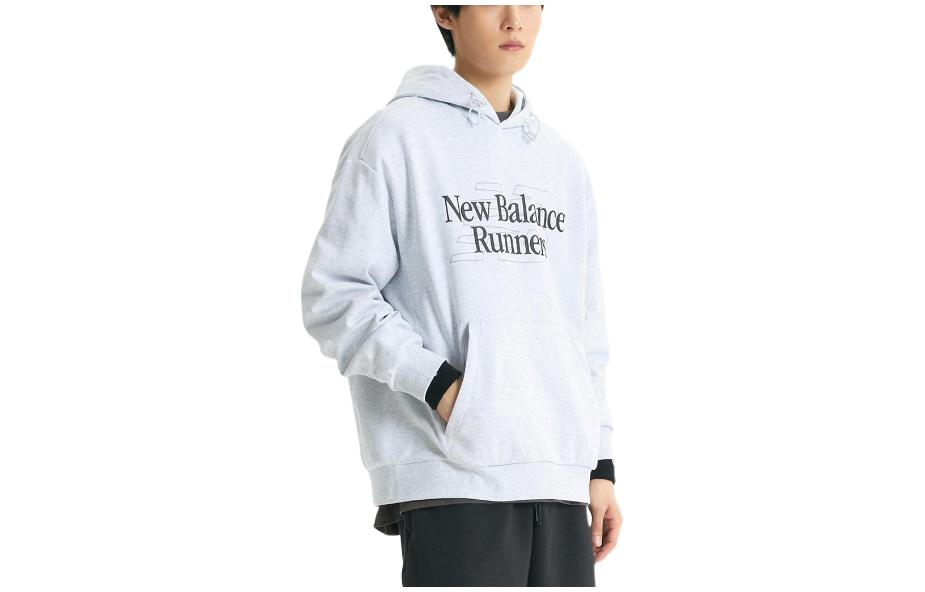 New Balance Grey Hoodie with Logo Print and Relaxed Fit NBN0E12333-16
