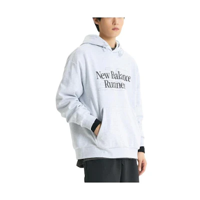 New Balance Grey Hoodie with Logo Print and Relaxed Fit NBN0E12333-16