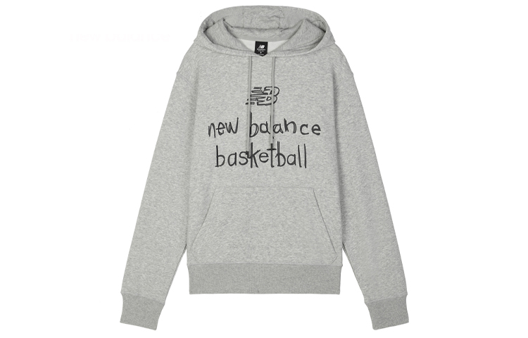 New Balance Grey Letter Print Pullover Hoodie MT03614-AG