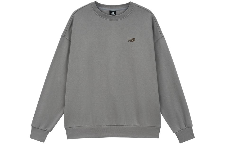 New Balance Grey Logo Crewneck Pullover Casual Sweatshirt AMT33344-TAG