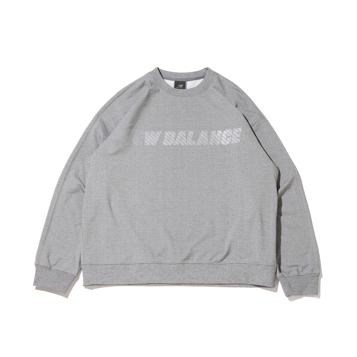 New Balance Grey Logo Print Crewneck Loose-Fit Sweatshirt AMT35092-AG