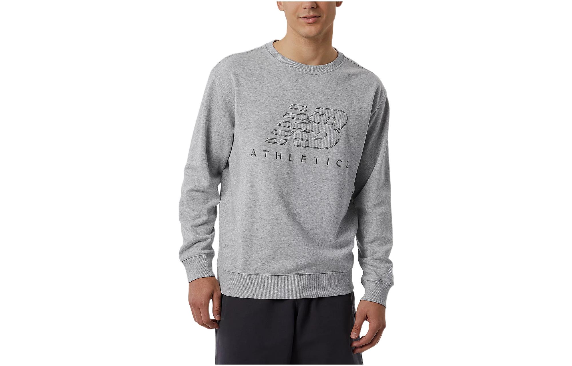 New Balance Grey Logo Print Crewneck Pullover Sweatshirt MT23501-AG