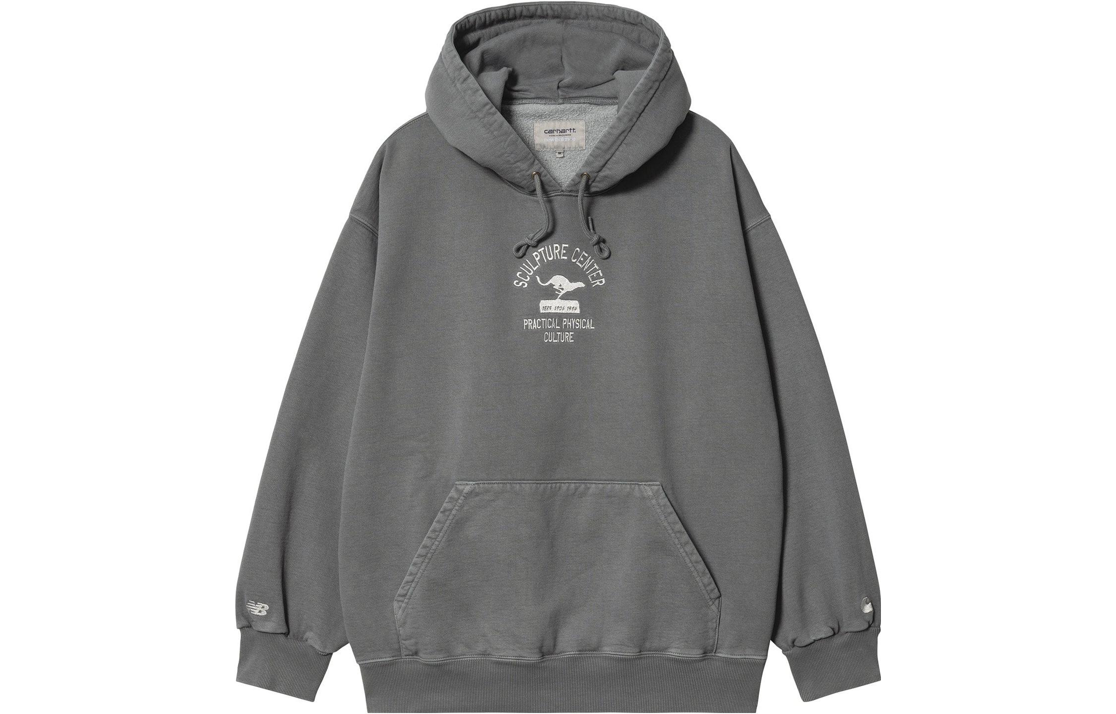 New Balance Grey Logo Print Graphic Long Sleeve Hoodie MT21578-MGT