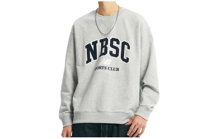 New Balance Grey Loose-Fit Crewneck Sweatshirt with Letter Print NBNCD31813-AC