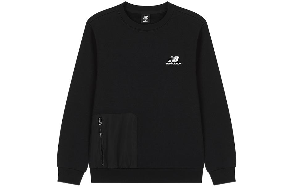 New Balance Grey Solid Crewneck Pullover Sweatshirt AMT23360-BK