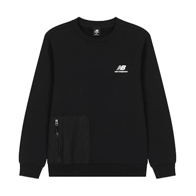 New Balance Grey Solid Crewneck Pullover Sweatshirt AMT23360-BK