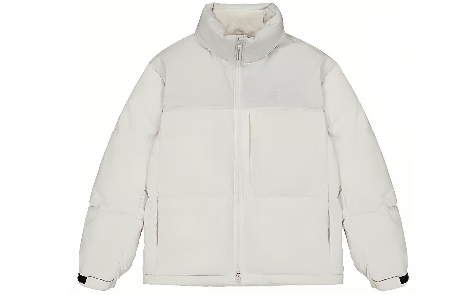 New Balance Grey Unisex Down Jacket with Stand Collar and Solid Design. NPD49011-LGR