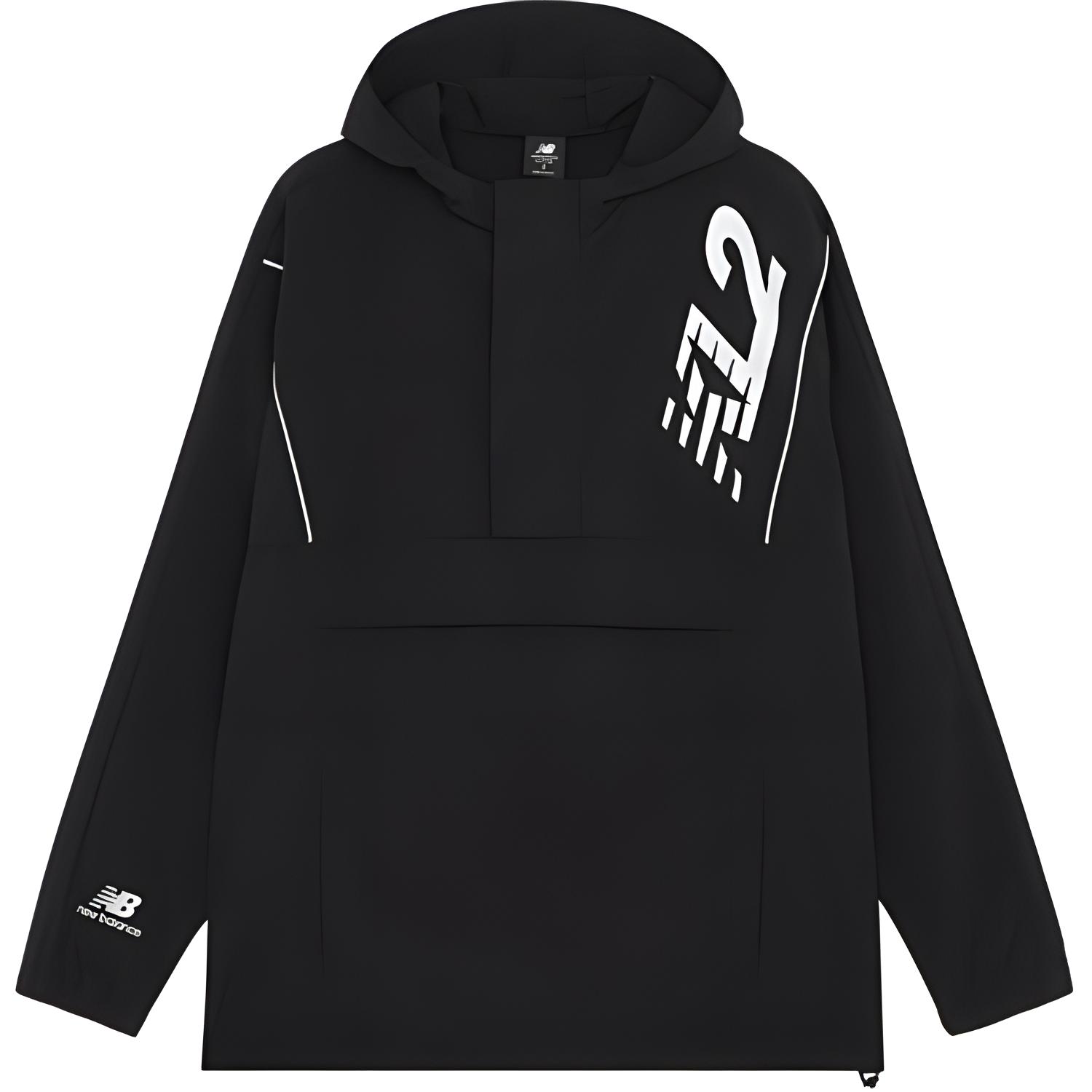 New Balance Half-Zip Hoodie Jacket Black with Embroidered Logo MJ13580-BK