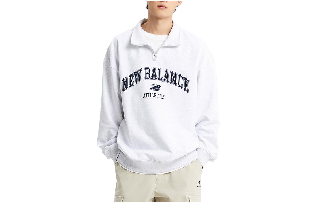 New Balance Half-Zip Pullover Grey with Arched Letter Print Design NBNCD33803-16