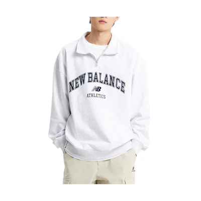 New Balance Half-Zip Pullover Grey with Arched Letter Print Design NBNCD33803-16