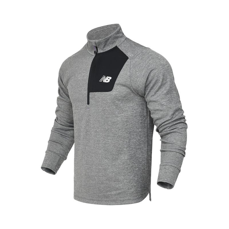 New Balance Half-Zip Pullover Sweatshirt Gray with Logo Print MT23273-BK