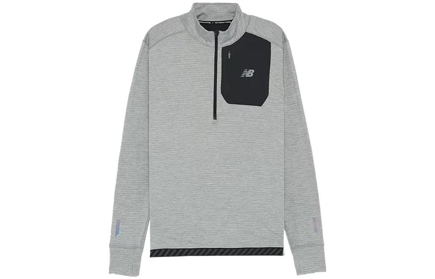 New Balance Half-Zip Pullover Sweatshirt with Logo Print Grey Unisex AMT93220-AG