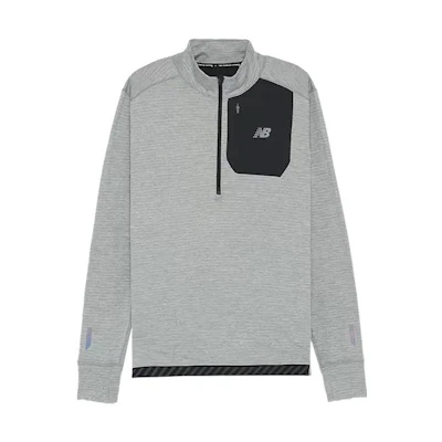 New Balance Half-Zip Pullover Sweatshirt with Logo Print Grey Unisex AMT93220-AG