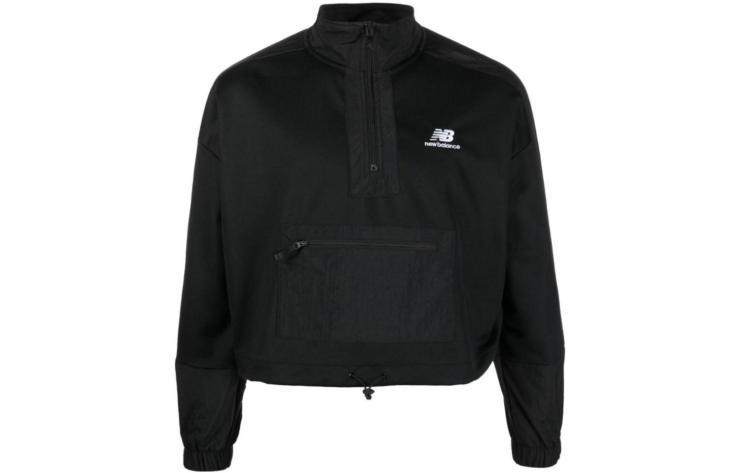 New Balance Half-Zip Pullover with Chest Pocket Black Long Sleeve Sweater WJ21501-BK