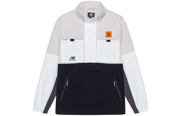 New Balance Half-Zip Stand Collar Multi-Pocket Retro Jacket Black White Unisex NAA56143-BK