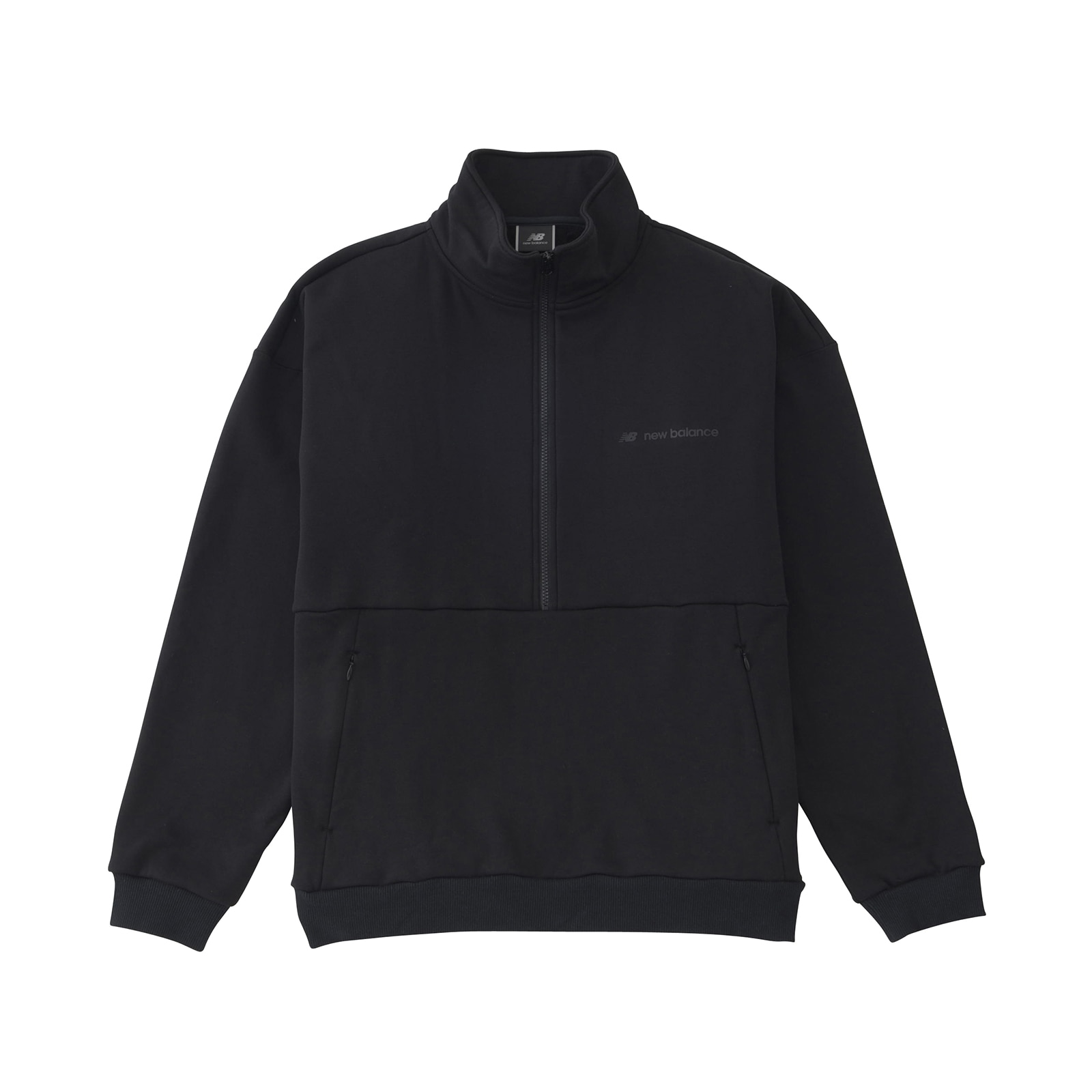 New Balance Half-Zip Sweatshirt Black with Logo Print AMT35093-BK