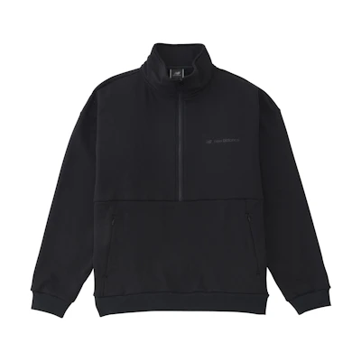 New Balance Half-Zip Sweatshirt Black with Logo Print AMT35093-BK