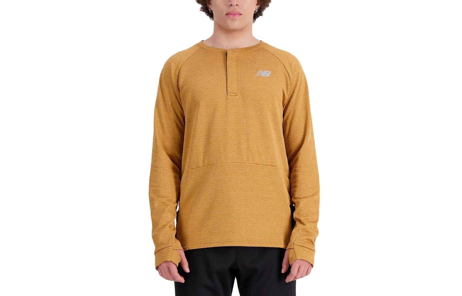 New Balance Heat Grid Crew Logo Yellow Long-Sleeve Sweatshirt for Men MT33254T-CC