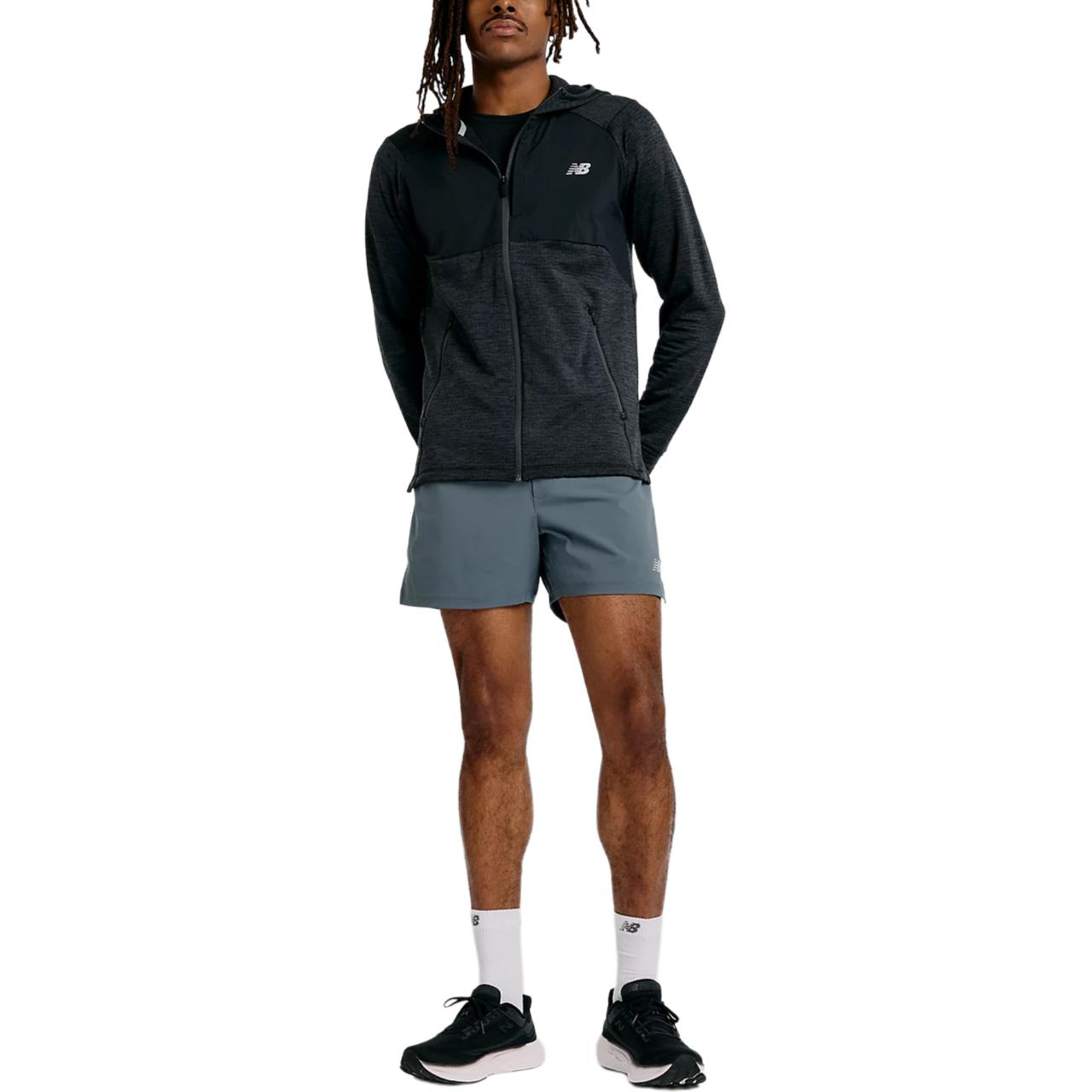 New Balance Heat Grid Hooded Black Zip-Up Jacket Hoodie MJ43206-BK