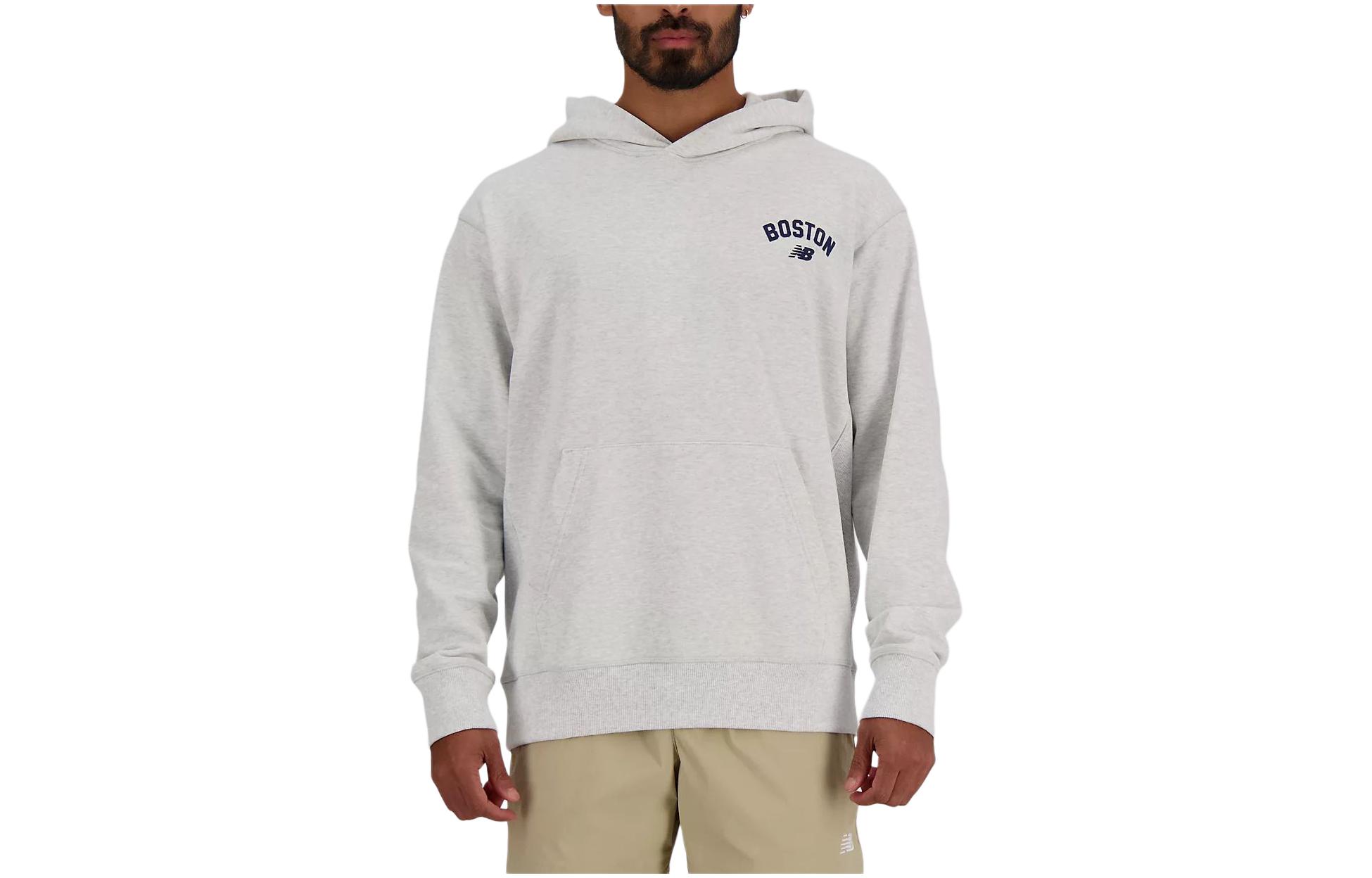 New Balance Heritage Hoodie Gray Letter Print Oversized Pullover MT41515A-HH
