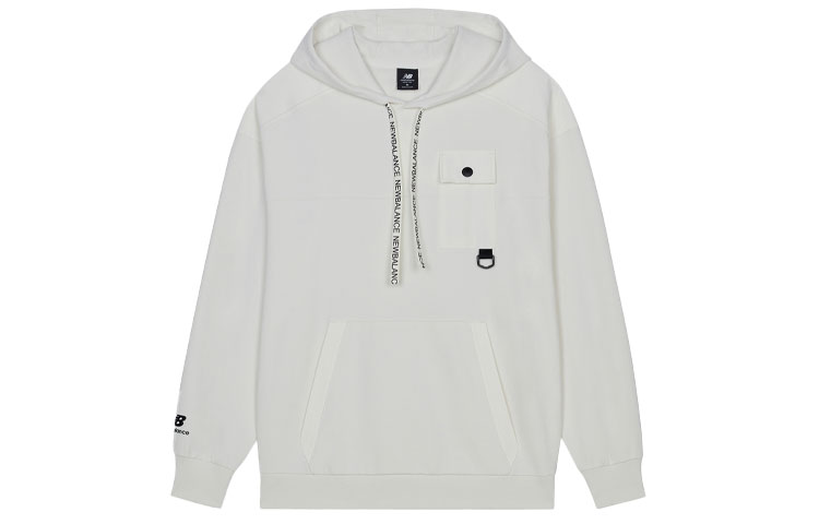 New Balance Hooded Pullover Sweatshirt White Casual Solid Color AMT13363-IV