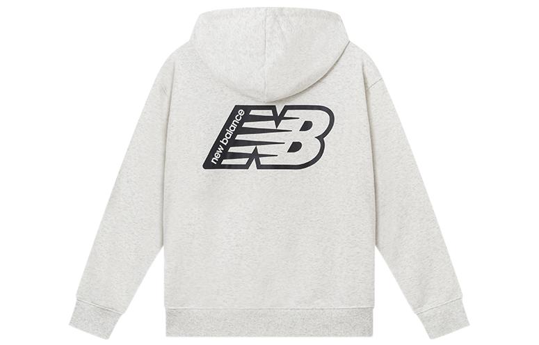 New Balance Hoodie Grey White with Back Logo Print and Large Pocket AMT23511-SAH