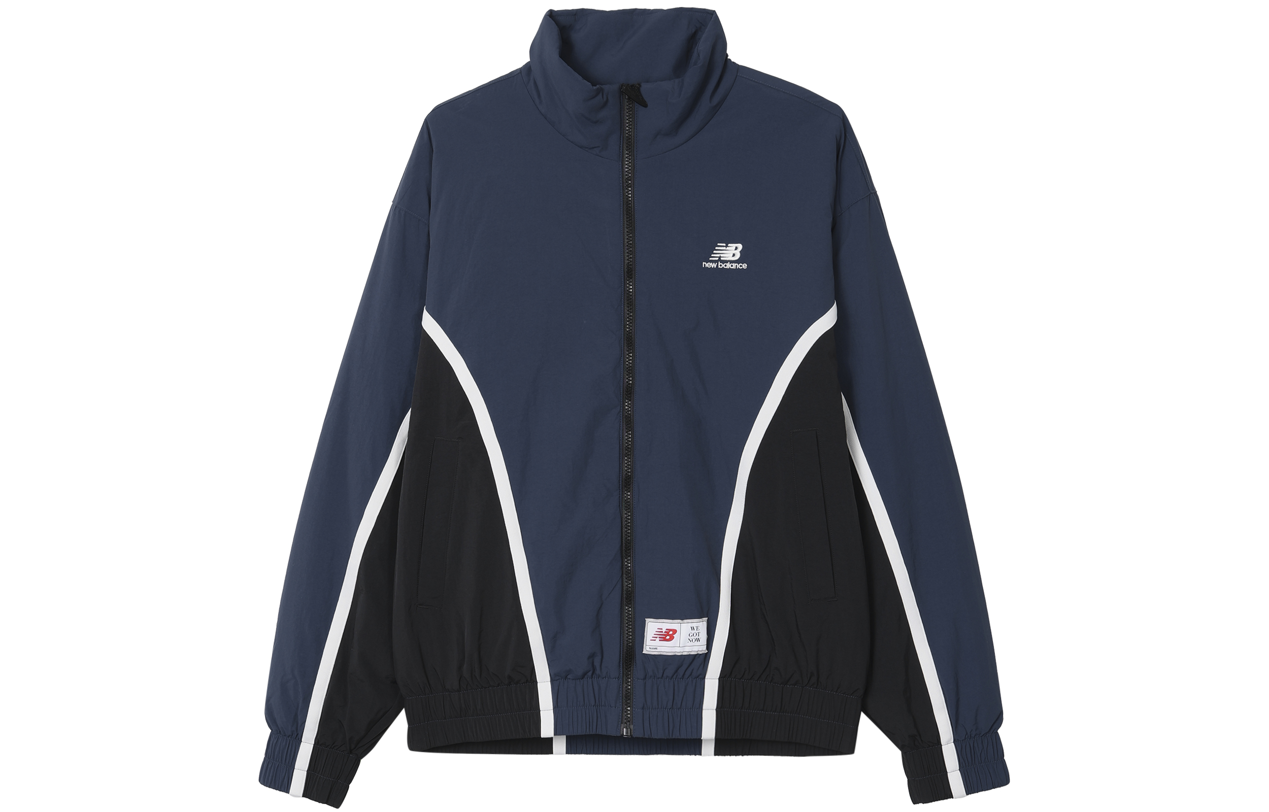 New Balance Hoops Woven Jacket Navy Blue Retro Colorblock Logo Track Jacket MJ33585-NNY