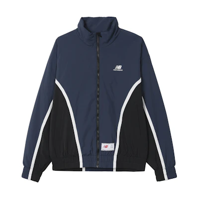 New Balance Hoops Woven Jacket Navy Blue Retro Colorblock Logo Track Jacket MJ33585-NNY