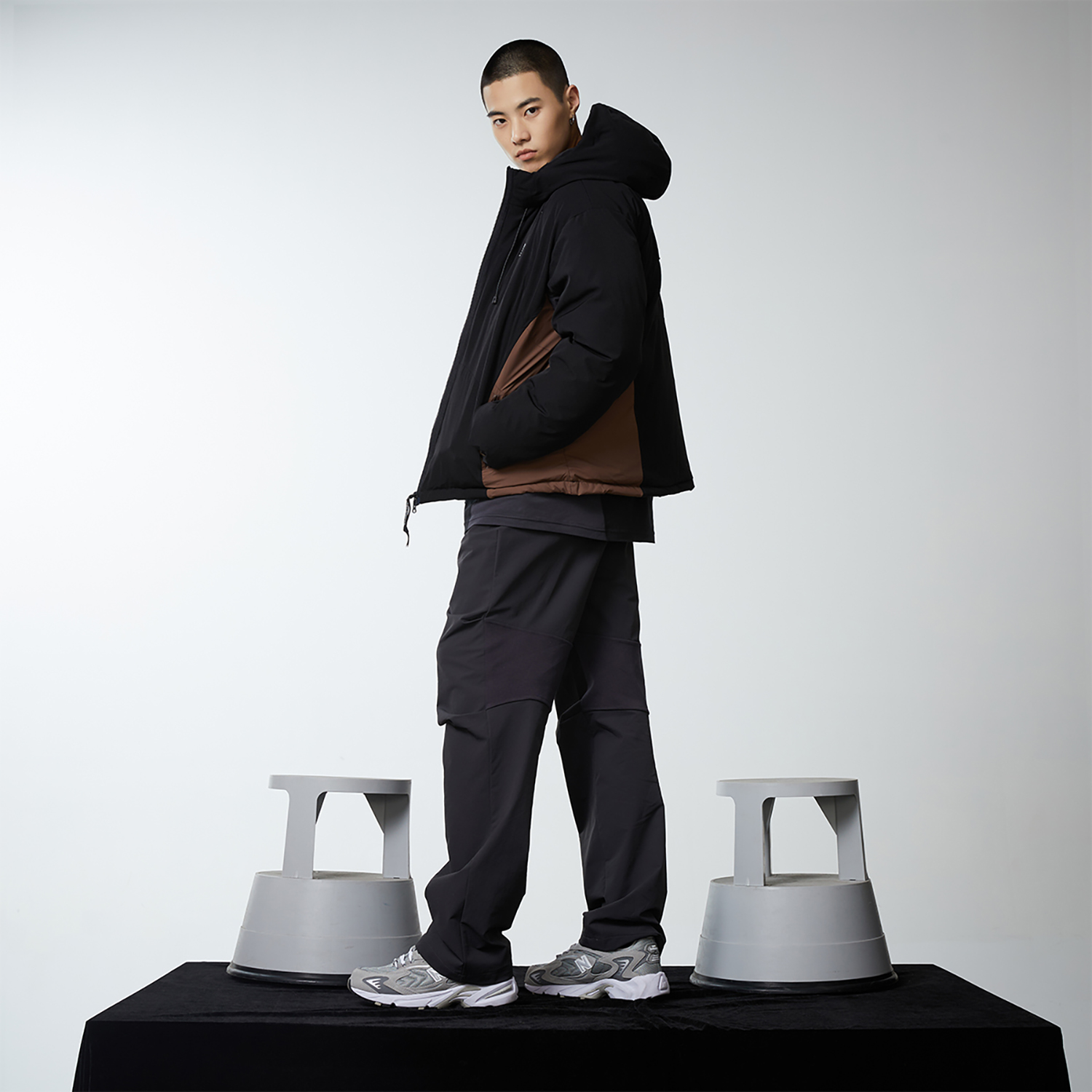 Purchase New Balance Hyper Sports Designer Series Colorblock Puffer Jacket Unisex Black NPD4T093-BK