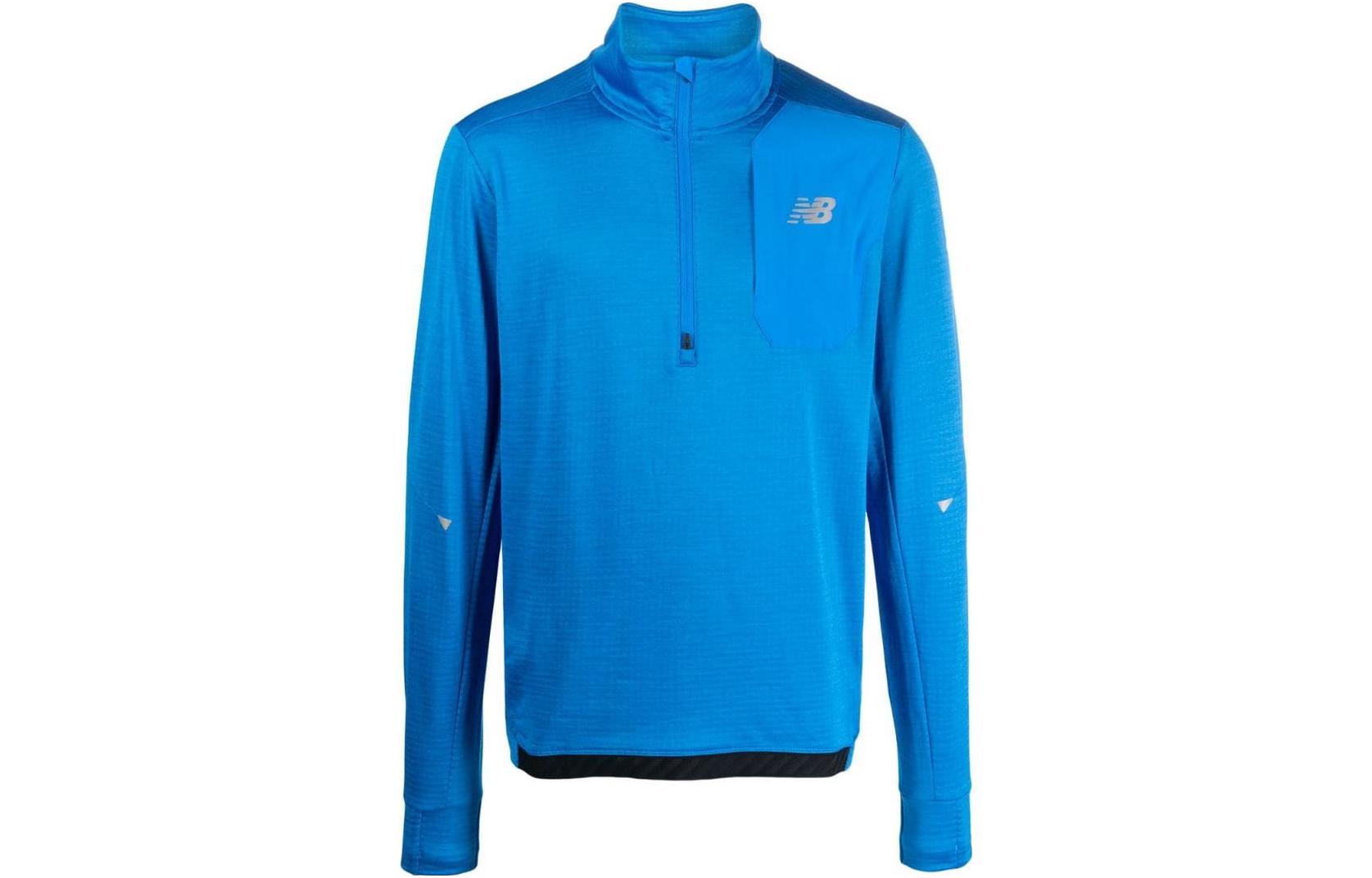 New Balance Impact Run Grid Half-Zip Mock Neck Long Sleeve Sweatshirt Blue Mens MT03255S-B8