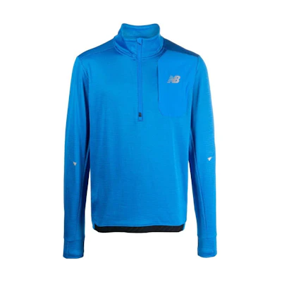 New Balance Impact Run Grid Half-Zip Mock Neck Long Sleeve Sweatshirt Blue Mens MT03255S-B8