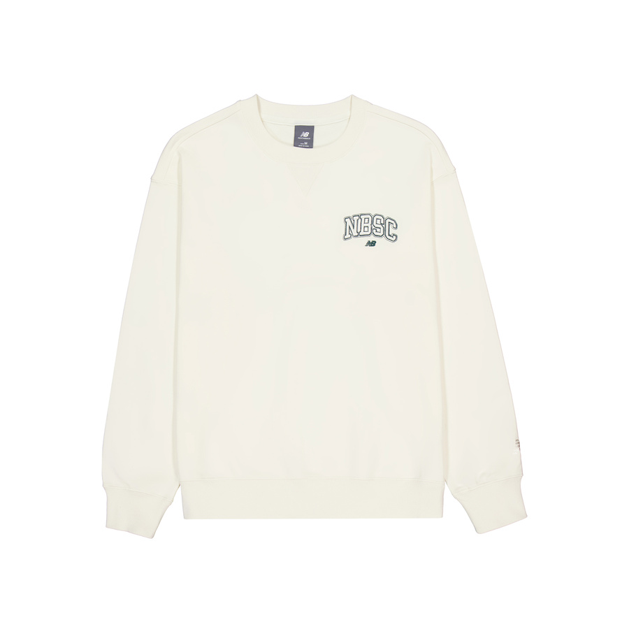 New Balance Ivory White Crewneck Letter Pullover Sweatshirt NCE31131-IV