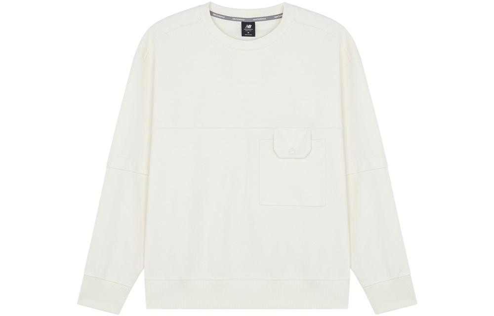 New Balance Ivory White Crewneck Long Sleeve Pullover Sweatshirt AMT21369-IV