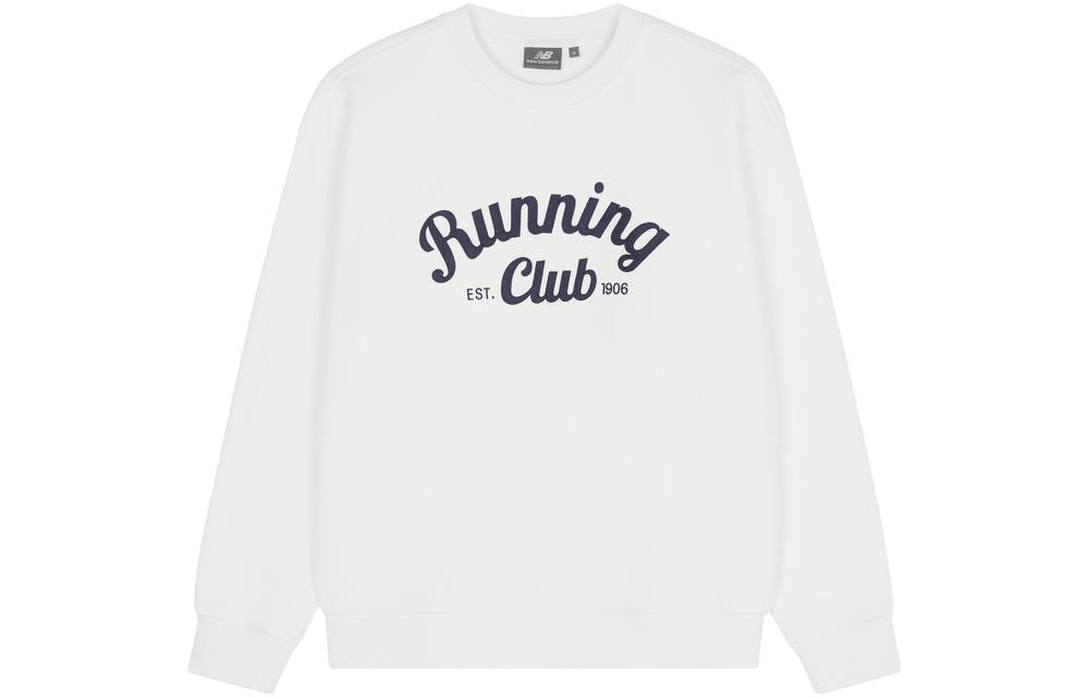 New Balance Ivory White Crewneck Sweatshirt with Letter Print Unisex 5CD38091-IV